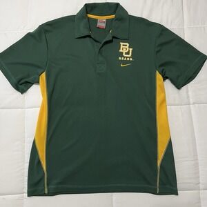 Nike Dry-Fit Polo Shirt Baylor Bears Size Medium Green Short Sleeve Men's